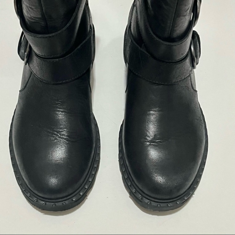 Sorel Lennox Waterproof Combat Moto Boots Cozy Shearling Fur Lined Size 9 Black - Picture 9 of 16